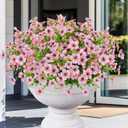 2 x Elyum Artificial Flowers for Outdoors, 9 Bundles Artificial Plants & Flowers Outdoor, UV Resistant Faux Flowers Outdoor Fake Flowers for Outside Porch Window Box Decoration(Pink)