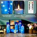 kakoya Flameless LED Candles with Timer 5 Pc Flickering Flameless Candles for Romantic Ambiance and Home Decoration Stable Acrylic Shell,with Embedded Star String Battery Operated Candles Blue