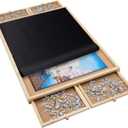 1500 Pieces Wooden Jigsaw Puzzle Board with 4 Drawers for Storing Puzzles, 26 x 35 Large Portable Jigsaw Puzzle Table with Puzzle Cover, Non-Slip Plateau Work Surface for Adults