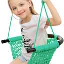 Hand-Knitting Toddler Swing, Swing Seat for Kids with Adjustable Ropes, Little tikes Swings Set, for Outdoor Indoor, Playground, Backyard (Macaron Green)