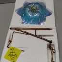 Outdoor Bird Bath Glass Birdbath Garden Birdfeeder with Metal Stake Blue(Height:26inch)