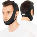 OHELEEP Anti Snore Chin Strap for CPAP Users, Snore Stopper Adjustable, Chin Strap for Sleeping Comfortable Stop Snoring Solution, Anti Snoring Devices Breathable and Reusable, Black, M