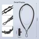 Phone Wrist Strap - Universal Multi-functional Polyester Woven Wristband For Mobile Phones, with Two Tether Tabs and One Leather Buckles (Black)