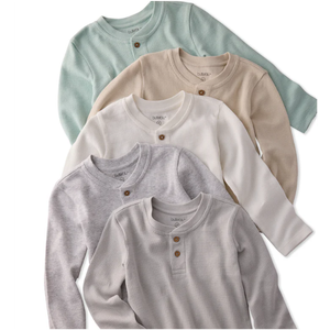 Butterblu  5-Pack Toddler Long Sleeve Thermal Henley Shirts 7Y