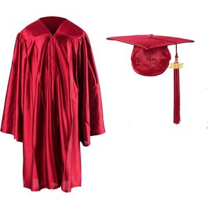 Shiny Kindergarten Graduation Cap and Gown Set (21, Maroon)