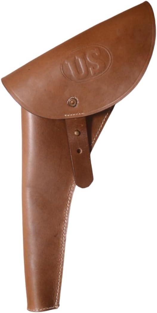 U.S. Civil War Percussion Revolver Leather Holster Embossed US (Left Hand) / US Army M1873 Cavalry Infantry Pistol Revolver Holster- US Stamped Brown