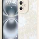 Fiyart Designed for iPhone 16 Case Cute Flower Floral Sunflowers Design,Soft Slim TPU Anti-Scratch Phone Cover for Women Girls 6.1"-White