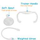 Straw Cup Conversion Kit for Dr Browns Narrow and Narrow Glass Baby Bottles, Spill-Proof Transition Kit with Silicone Straw Nipple, Weighted Straw, Handle, 4 Pack, 8m+