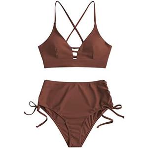 ZAFUL Women High Waisted Bikini Set Two Piece Tummy Control Wrap Swimsuit Lace Up Bathing Suit.M