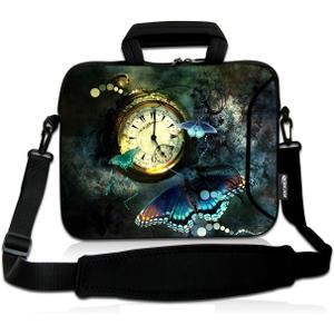 RICHEN 17 inch Laptop Shoulder Bag Carrying Case PC Cover Pouch with Handle Fits 15.6/16/17/17.3/17.4 inch Notebook (16-17.3 inch, Clock & Butterfly)