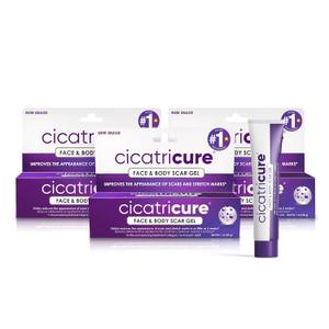 Cicatricure Advanced Scar Gel for Face & Body - Proven Results in 2 Weeks, Scar Treatment for Surgical Scars, Stretch Marks, Scars of Burns and Injuries, Acne Scar Treatment, 1 oz (28 g) - Pack of 3