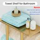 Towel Rack with Metal Shelf and 3 Hooks, Bethom Towel Racks for Bathroom Wall Mounted, Metal Gold Bath Towel Holder Storage Wall for Small Bathroom