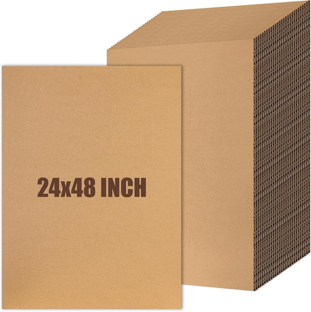 Feifeiya 10 Pack Corrugated Cardboard Sheets 24 x 48 Inch Large Flat Cardboard Sheets Packaging Inserts Flat Square Inserts for Shipping Packing Mailing Crafts