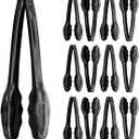 12 Pack Large Plastic Serving Tongs For Buffet - Plastic Serving Utensils For Hot And Cold Food - Disposable Serving Tongs For Parties, Holidays And Gatherings (Black)