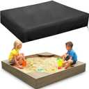 2 x MRWiZMS Sandbox Cover, Lid-60in, 420D Oxford Cloth Waterproof, UV Resistant and Dustproof, Suitable for Children's Sandbox Protection (Black, 60"L x 60"W x 8"H)