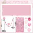 Beeveer 76 Pcs Carpet Runner for Party Set 1 Floor Runner 2 Double Sided Tape 6 Stanchion Post 4 Velvet Carpet Ropes 2 Foil Fringe Backdrop Curtains 60 Balloon 1 Ribbon for Valentine Party(Pink)