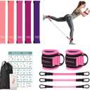 Resistance Bands Set  Resistance Band and Adjustable Ankle Exercise Bands with Cuffs Great Equipment for Training (Pink)