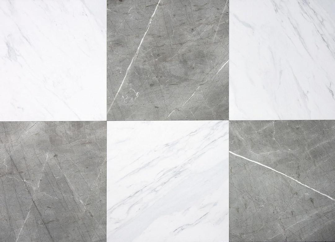 FloorPops x Chris Loves Julia 12-in by 12-in Bonneville Grey & White Marble Peel & Stick Floor Tiles (Gray)