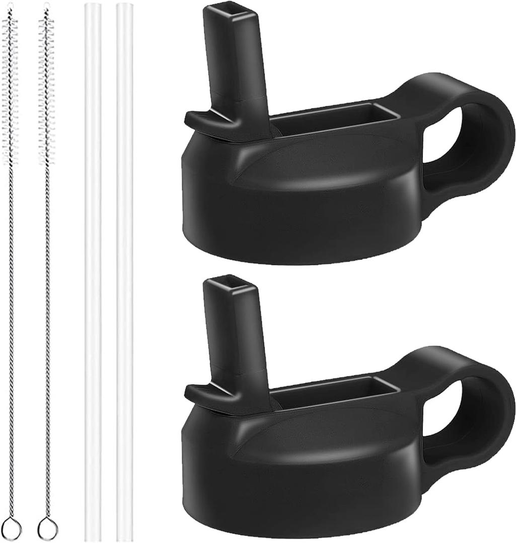 The Mass Wide Mouth Straw Lid Compatibility Most Sports Water Bottle (Black)