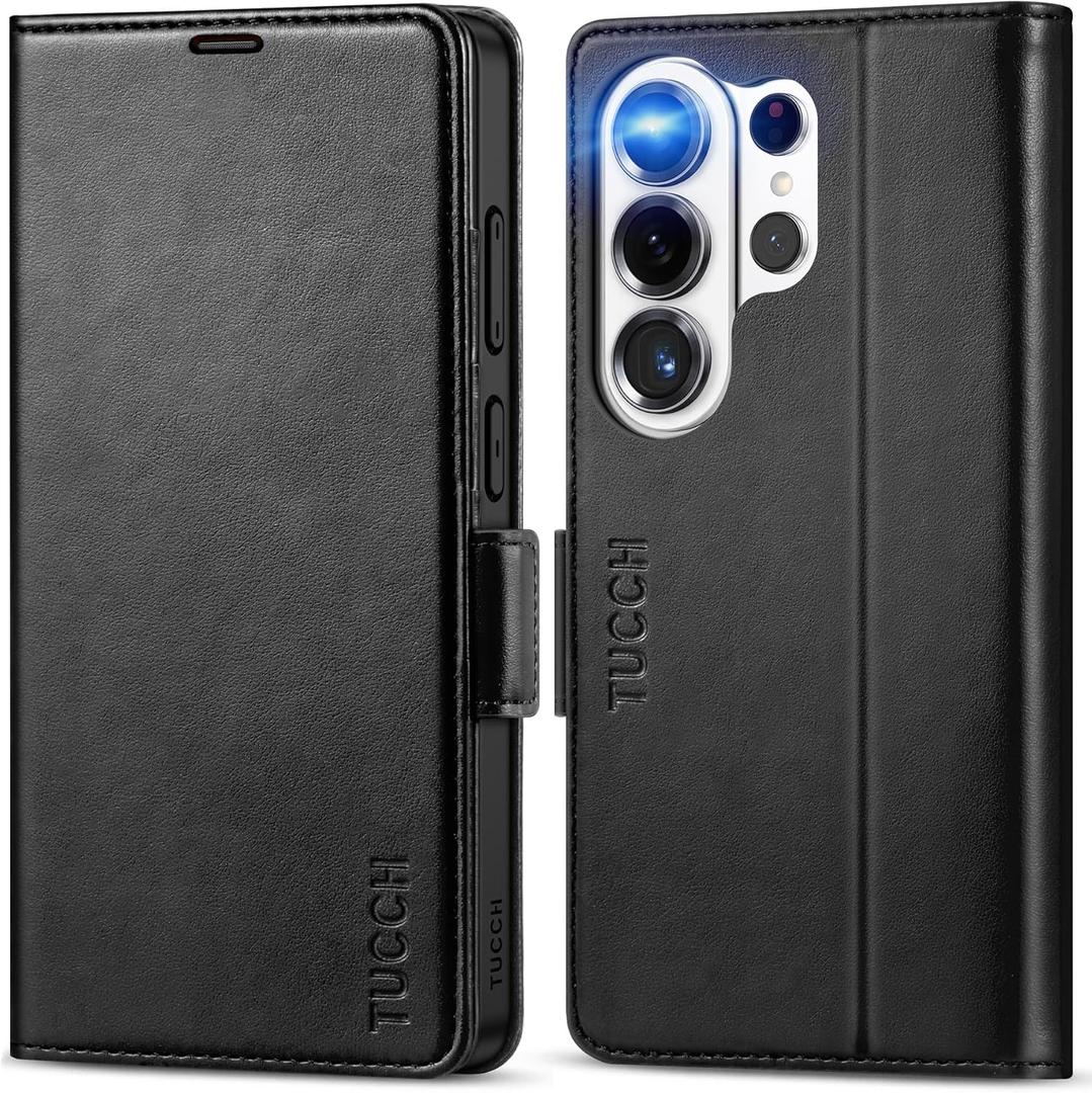 TUCCH Case Wallet for Galaxy S26 Ultra, Kickstand [RFID Blocking] 4 Card Holder, Folio Magnetic PU Leather [TPU Shockproof Interior Case] Protective Folio Cover Compatible with Galaxy S26 Ultra, Black