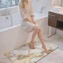 Color&Geometry Ultra Thin Bathroom Rugs Non Slip,Absorbent Quick Dry Bath Mats for Bathroom,Thin Bath Rugs Washable with Rubber Backing Fit Under Door Outside Shower,Gold-Veined White Marble,24"x43"