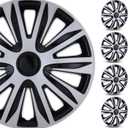WOLFSTORM 4-Pack 15 Inches Wheel Rim Cover Hubcaps,Redesign Fashion Style Replacement Hubcaps,Car Truck SUV Hub Accessories, Silver&Black