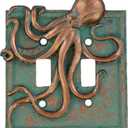 Top Brass Large Octopus/Kraken Electrical Cover Wall Plate Bronze/Verdigris Finish - Single Switch, Double, Rocker, Outlet (Double Switch)