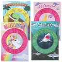 Juvale Spinning Wheel Activity Party Game Board, 4 Designs Including Dinosaur, Mermaid, Shark & Unicorn Spinner for Kids Birthday, Classroom
