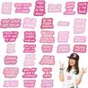 Lyrow 30 Pcs Christian Iron on Patches 2.76 Inch Bible Verse Embroidered Hat Patches Bulk Motivational Religious Sew on Applique for Clothes Jacket Backpacks DIY Accessories (Pink)