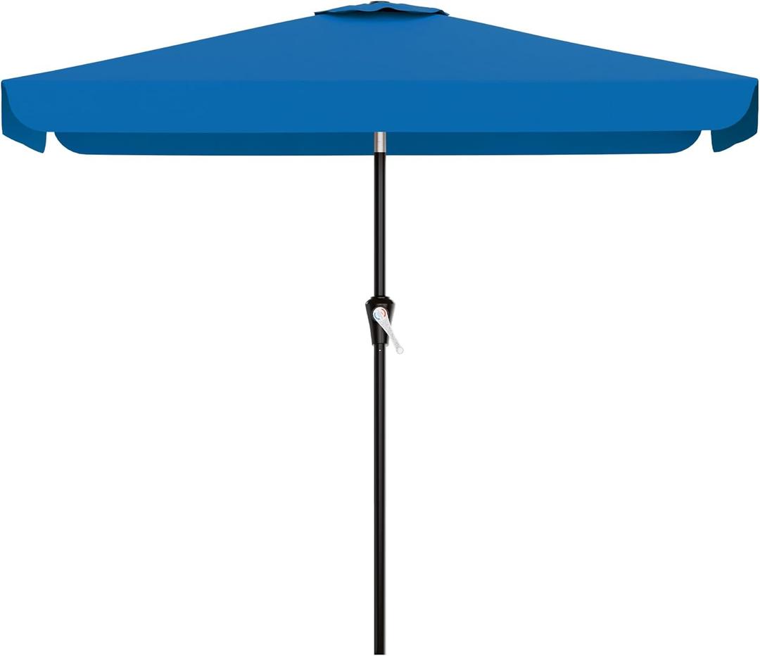 AreShark 6.5 x 10 FT Rectangular Valance Patio Umbrella, Outdoor Umbrella with Tilt and Crank, Market Table Umbrellas W/ 6 Ribs UV Protection for Garden, Deck, Backyard and Pool, Royal Blue