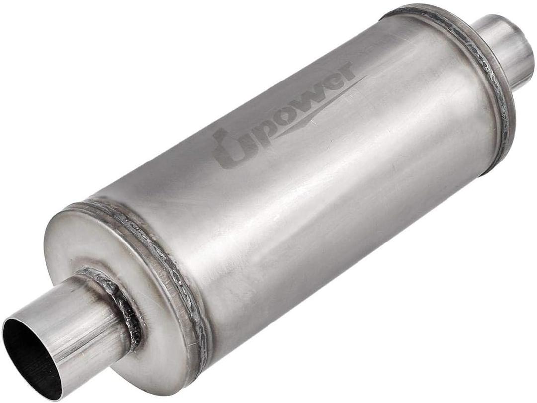 Upower 2.5" Inlet Universal Resonator, 6" x 14" Body 20" Whole Length Diesel Exhaust Muffler - Straight Through Stainless Steel TBM2616 Welded On Resonator Muffler