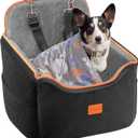HiPetpy Dog Car Seat for Small Dog, Booster Seat for Dogs Under 30lb, 6" Elevated Pet Seat with Pockets, Anti-Slip Bed for Car, Perfect for Front & Back Seats with Safety Leash (Black/Grey, Medium)