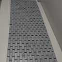 Bambo Bath Mat Bathroom Runner Long Large Rugs Floor Wood Shower Bathtub Waterproof Non Slip Accessories 16x48 Inch Easy to Clean, Grey,1 pc