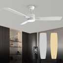 TALOYA 52 Inch White Ceiling Fans with Lights Led Remote Control Flush Mount Low Profile for Bedroom Farmhouse Patio Outdoor Living Room Kitchen Dining Room,DC Motor,Reversible,3 Color Temperatures