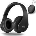 ZIHNIC Bluetooth Headphones Over-Ear, Foldable Wireless and Wired Stereo Headset Micro SD/TF, FM for Cell Phone,PC,Soft Earmuffs &Light Weight for Prolonged Wearing (Black)
