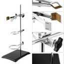 QWORK 1000ml Heavy Wall Conical Separating Funnel with 24/29 Fitting and PTFE Stopcock + Laboratory Distillation Support Rack for Titration Extraction