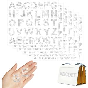 204 Pieces 6 Sheets Rhinestone Alphabet Letters Stickers, Graduation Cap Decorations, Silver Glitter Self Adhesive Rhinestone Iron on Letters, Homecoming Mum Supplies, Craft Letras para Pegar En Tel