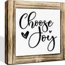 Positive Wood Sign, Farmhouse Table Shelf Decor, Decorative Wooden Box Signs, Home Decor for Living Room Bathroom Kitchen, Bestie Gift, Choose Joy Sign, 5.95.9 inches