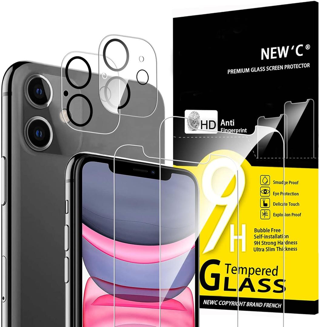 9 x NEW'C 4 Pack, 2 Pack for iPhone 11 Screen Protector + 2 Pack Camera Lens Protector, Sensor Protection,Case Friendly Tempered Glass Film 9 x NEW'C 4 Pack, 2 Pack for iPhone 11 Screen Protector + 2 Pack Camera Lens Protector, Sensor Protection,Case Friendly Tempered Glass Film