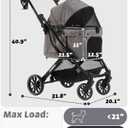 797Audio Dog Stroller for Small Medium Dogs, Pet Stroller for Cats Puppy Up to 121lbs,Foldable,One Click Folding,4 Wheel Shock Absorption,Adjustable Canopy with Sun Shades,Removable Washable Pad(Grey)