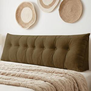 DANGHOOGY Headboard Pillow King, Large Triangular Wedge Headboard Pillow for Reading and Resting, Backrest Positioning Support Pillow with Removable Cover (Brown)