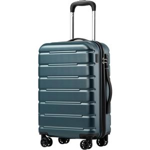 Coolife Luggage Suitcase Carry-on Spinner TSA Lock USB Port Expandable (only 28) Lightweight Hardside Luggage (Teal Blue, S(20in_carry on))