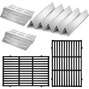 Genesis E310 Grill Parts Cast Iron Grill Grates for Weber Genesis E330 S330 EP310 with 7620 Stainless Steel Flavorizer Bars 7622 Heat Deflector Grill Replacement Parts for Weber 300 Series