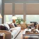 Changshade Cordless Cellular Shades, Light Filtering Honeycomb Shades for Windows, Pull Down Pleated Blinds, Easy to Install for Indoor Windows and French Doors,31.5" W x 64" H, Light Brown