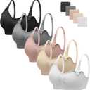 Angelhood Nursing Bra 5 Pack Womens Maternity Breastfeeding Seamless Wireless Sleep Bra with Extenders (Medium)