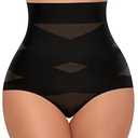 Werena Tummy Control Shapewear Underwear for Women High Waisted Body Shaper Panties Shaping Briefs(#01 Black(X Cross),Large)