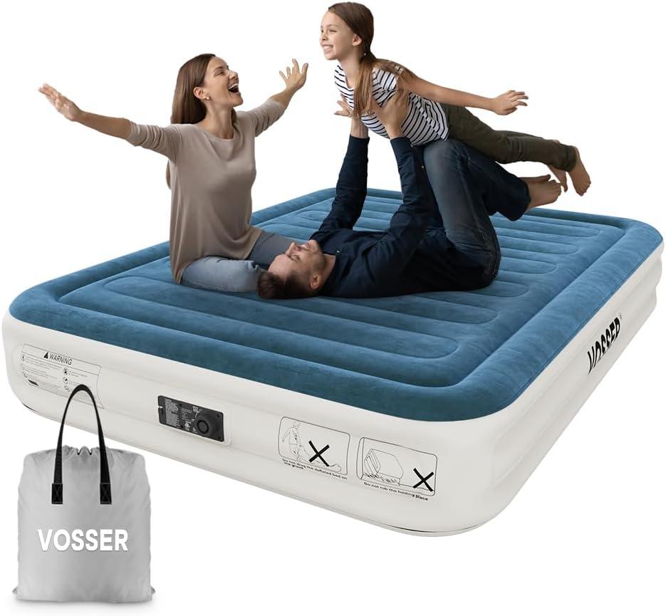Queen Air Mattress with Built-in Pump,Fast & Easy Inflation/Deflation Inflatable Mattress, Foldable Blow Up Mattress with Storage Bag, Inflatable Bed for Home, Camping & Guests (Queen 15 inch)