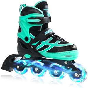 METROLLER Inline Skates for Girls Boys Adjustable Illuminating Wheels Inline Roller Skates for Youth Kids Outdoor Blades Size 4/7