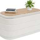 B FSOBEIIALEO 30" Velvet Storage Ottoman Long Bench with Tray, White