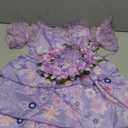 Purple Princess Costume Dress for Girls Birthday Halloween Party Dress Up with Bag Headband Necklace Earrings Ring (3-4T)